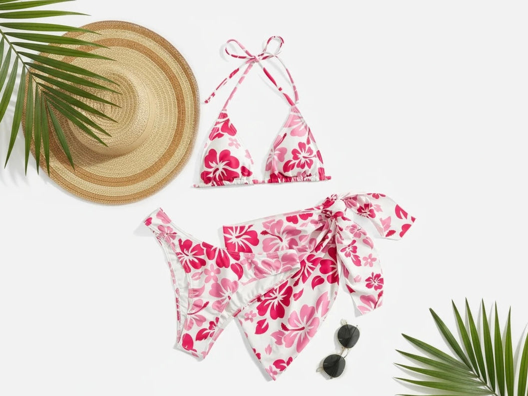 European and American Sexy Swimsuit Skirt Bikini Three-Piece Set