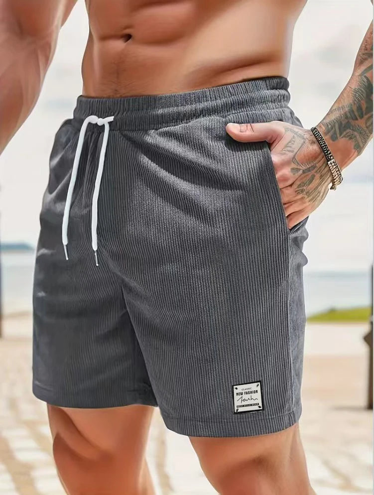 Men's shorts, corduroy, casual five point beach, street, youth, loose and comfortable, student pants