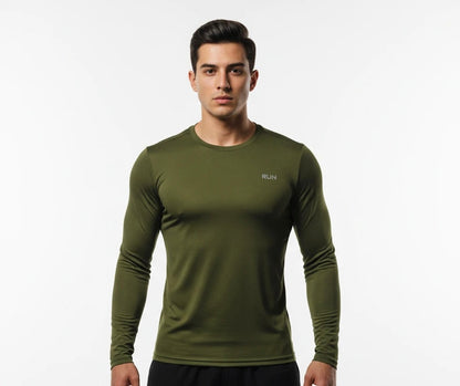 Summer Ice Silk Long Sleeve T-Shirt Men New Quick Dry Breathable Air Conditioning Outdoor Sun Protection Running Outer Wear