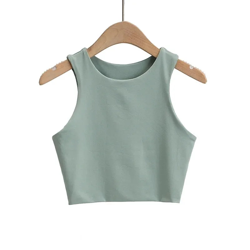Summer Fashion Women Sexy Slim Tops O-neck Sleeveless Double Nylon Ladies Good Quality Tank Tops 6 Colors