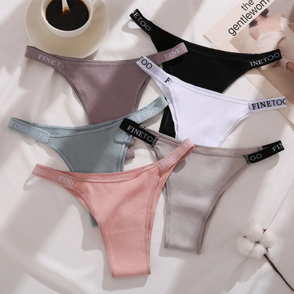 5PCS/Set Sexy Lingerie Women Cotton Panties Finetoo Letter Low Waist Female Briefs Underwear Comfort Underpants Women Intimates