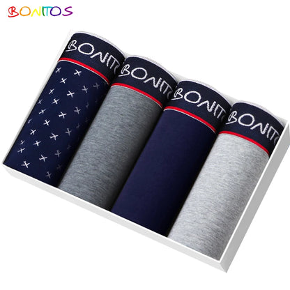 Boxer Shorts Men's Panties Homme Underpants Boxershorts Underwear for Man Cotton Male Couple Sexy Set Calecon Lot Soft Box 4pcs