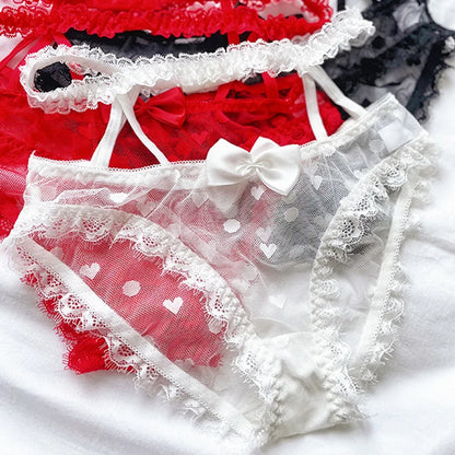 Meet‘r High Waist Amazing Mesh Panties Lace Sexy Underwear Women Transparent Hollow Out Lingerie Bow G Strings Intimates