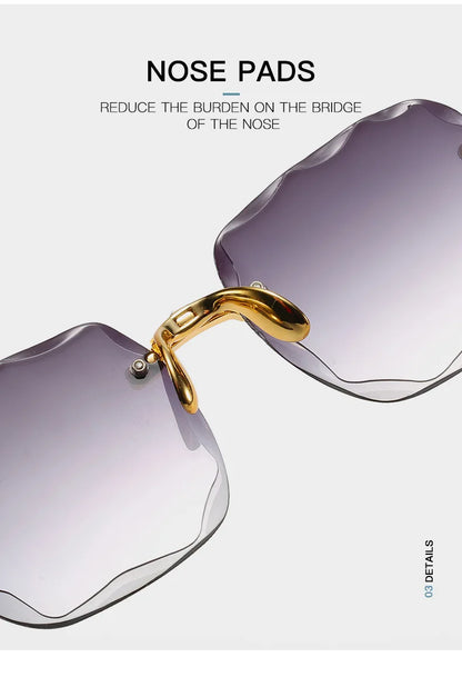 Square Rimless Sunglasses Women Luxury Brand Designer 3PCS Summer Red Glasses Fashion Sun glasses For Men UV400 Shades Oculos