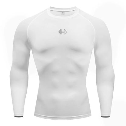 Men Reflective Dumbbells Long Sleeve Running T-shirts Slim Sportswear Gym Fitness Compression Football Jersey Jogging Clothing