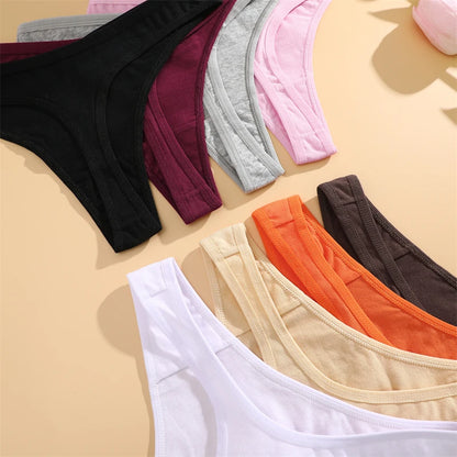 Women Cotton Thongs Female Sexy Low Waist Panties G-String Underwear Thongs Striped Panties Female Underwear T-Back Intimat 4PCS