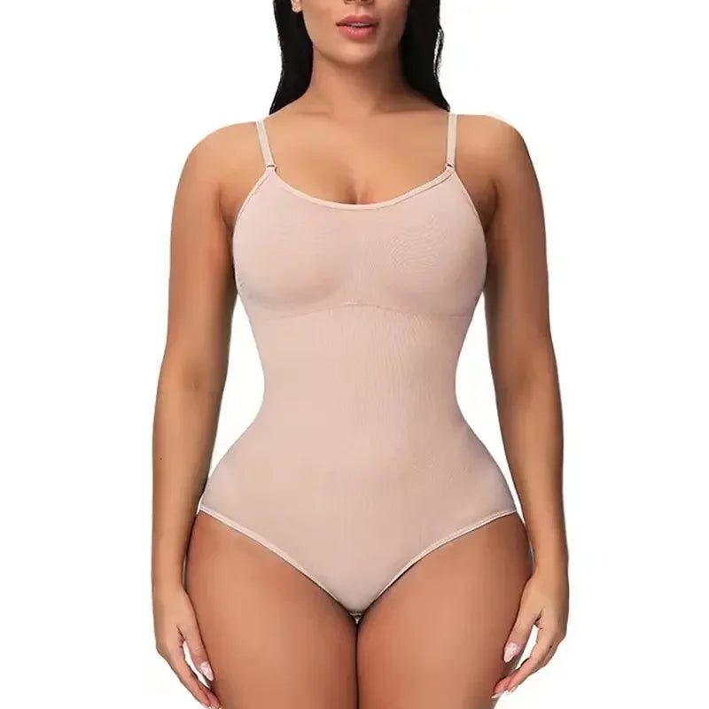 Solid Seamless Brief Shaping Shapewear Bodysuit, Tummy Control Butt Lifting Slimmer Body Shaper, Women's Underwear