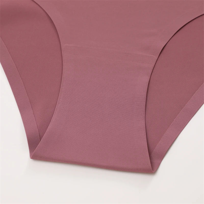 FINETOO 5PCS Seamless Panties for Women Sexy Ice Silk Underwear Soild Briefs Low Waist Comfortable Invisible Lingerie Intimates