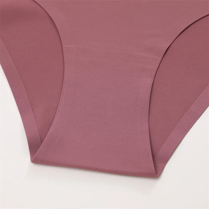 FINETOO 5PCS Seamless Panties for Women Sexy Ice Silk Underwear Soild Briefs Low Waist Comfortable Invisible Lingerie Intimates