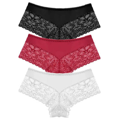 WarmSteps 3Pcs/Set Sexy Lace Panties Women Underwear Flroal Rmantic Women's Pantys Female Lingerie G Strings Thongs Briefs Tanga