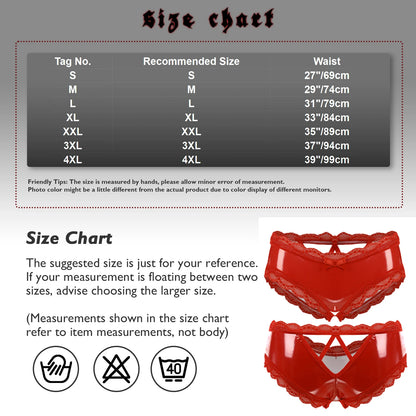 Erotic Panties Crotch Open Sex Wet Look Porn Underwear Patent Leather Lace V-Back mujer Mini Briefs