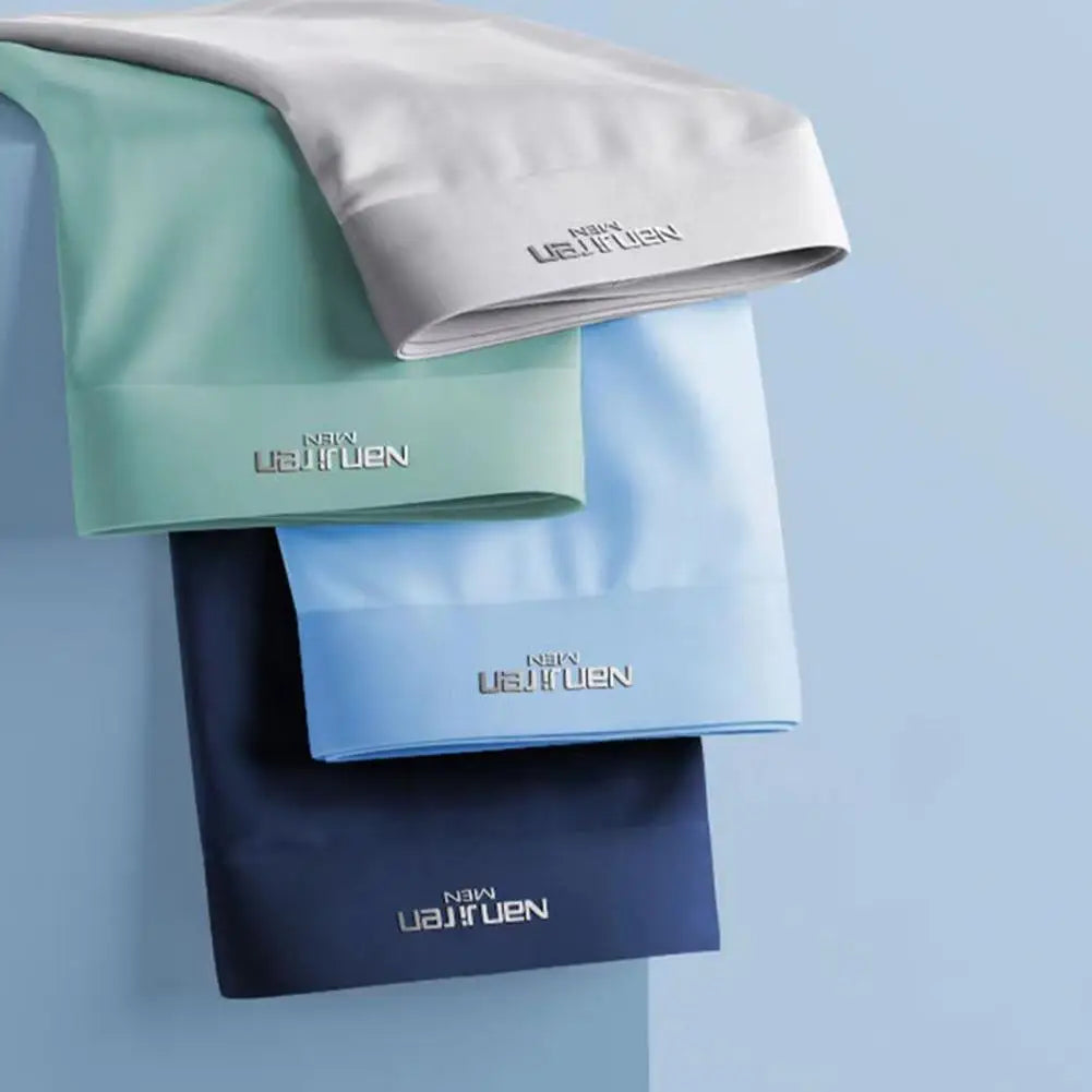 4pcs Boxer Shorts Men's Ice Silk Underwear Cool Underpants Breathable Sexy Thin Panties U Convex Lingerie Wholesale Lots L-6XL