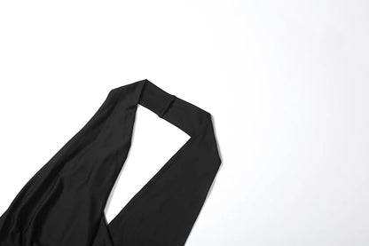 Sisterlinda Sexy High Splits Long Dress Women Halter Deep V-Neck Backless Sleeveless Summer Pool Party Ruched Elegant Vestidos