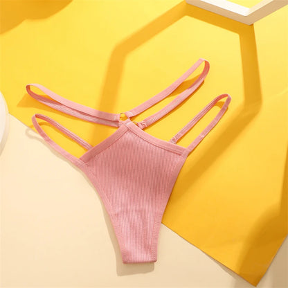 Women Cotton Low Waist Sexy Secret G-string Underwear Hollow Out Elasticity Panties Thong Seamless Brief Breathable Lingerie