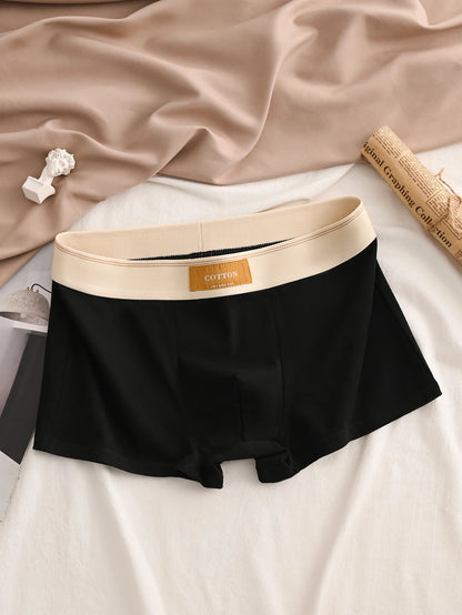 Men's 4-piece underwear, cotton soft and comfortable casual daily boxer briefs, solid color trendy personality shorts