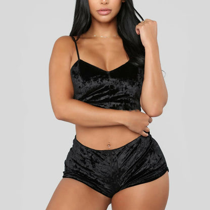 Women Sexy Nightwear Lingerie Sleepwear Underwear Crop Tops Shorts Pajamas Set