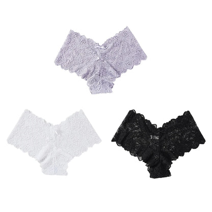 3Pcs Sexy Floral Lace Panties Women Briefs Low Waist Soft Lingerie Comfortable Female Underwear Girls Intimates Panties
