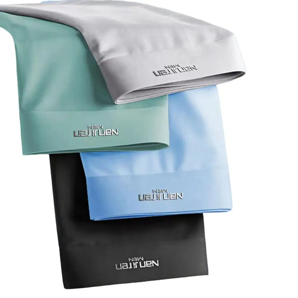 4pcs Boxer Shorts Men's Ice Silk Underwear Cool Underpants Breathable Sexy Thin Panties U Convex Lingerie Wholesale Lots L-6XL