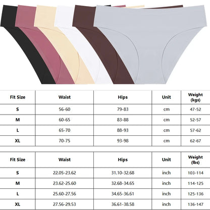FINETOO 5PCS Seamless Panties for Women Sexy Ice Silk Underwear Soild Briefs Low Waist Comfortable Invisible Lingerie Intimates