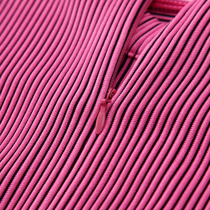 Hanging Neck Hollow Dress Stretch Pit Slim-fit Long-sleeved Hip Mid-length Dress Fashion Commuter Women's Clothing