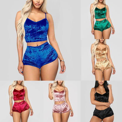 Women Sexy Nightwear Lingerie Sleepwear Underwear Crop Tops Shorts Pajamas Set
