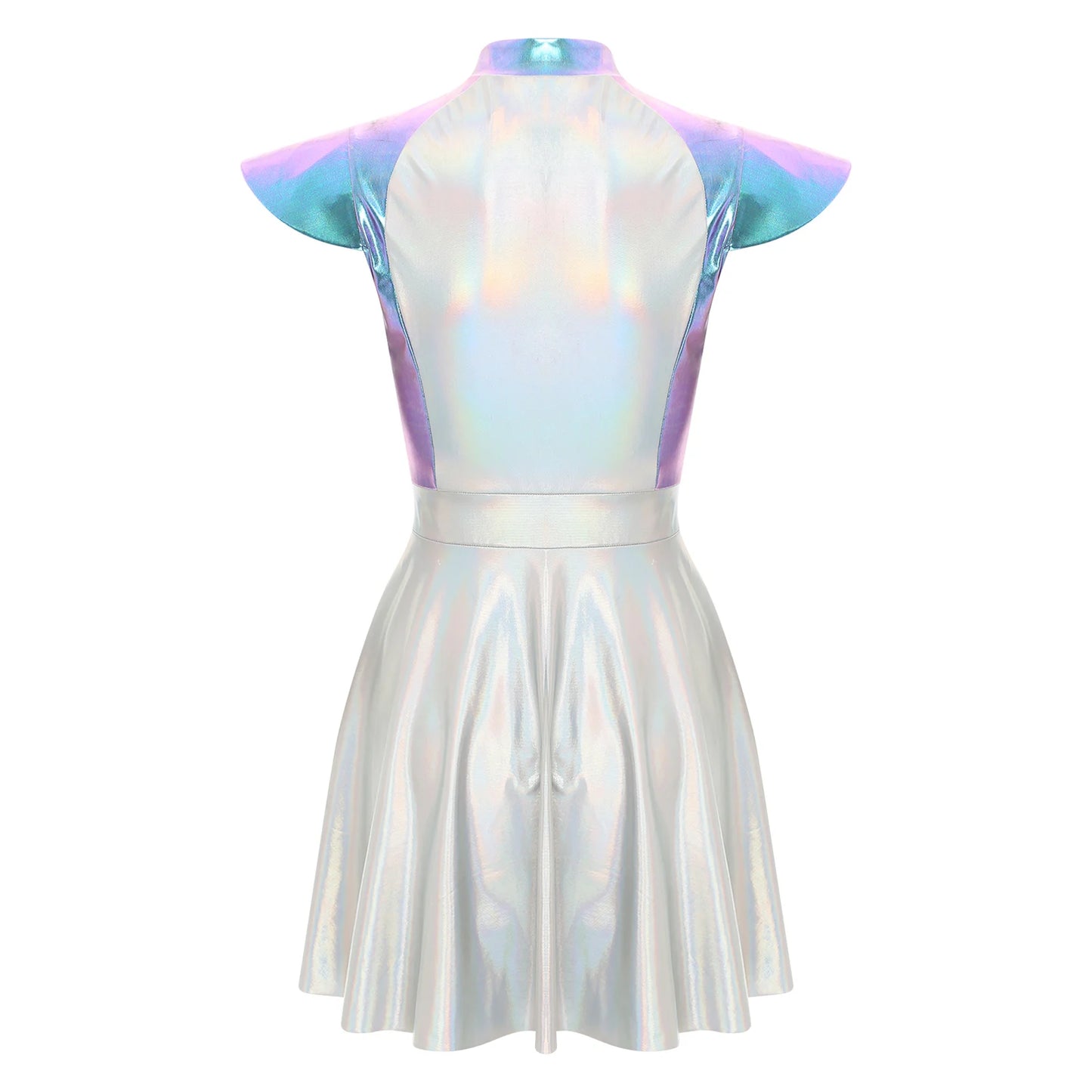 Adult Silver Astronaut Costume Women Alien Tutu Dress Suit Space Cadet Tulle Skirt Jumpsuit Halloween Cosplay Party Dress Up