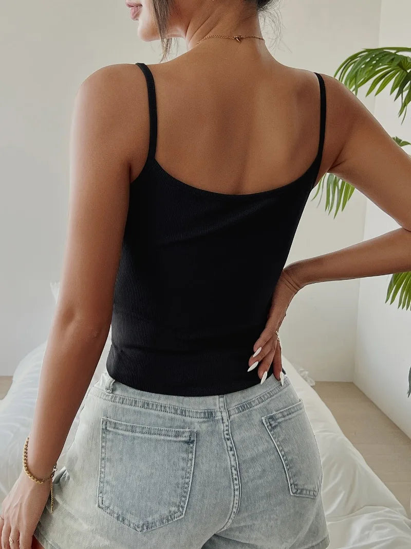 Women's Cropped Tops Spring and Summer Corset Korean Suspenders Vest Sexy Camisole Slim Y2K Corset Tops Casual Basic T-shirt