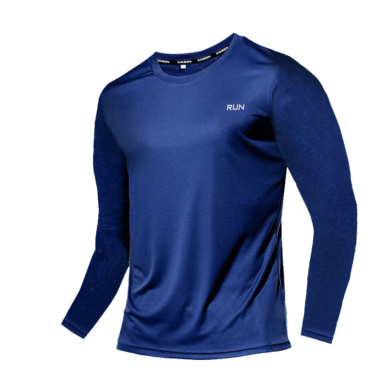 Summer Ice Silk Long Sleeve T-Shirt Men New Quick Dry Breathable Air Conditioning Outdoor Sun Protection Running Outer Wear