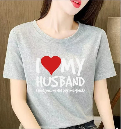 I Love My Husband Boyfriend WOMENS T-SHIRT Tee Birthday Girlfriend Wife Partner Funny Kawaii Clothes Oversized T Shirt Tops Tee