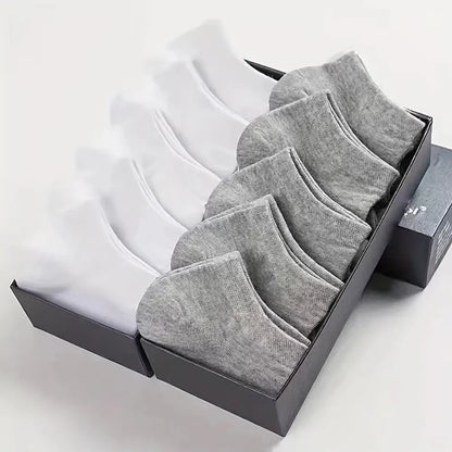 10/12/20/40 Pairs Men Boat Socks Business Sport Sweat Absorption Mature Summer Autumn Solid Color Soft Non Pilling Ankle Socks