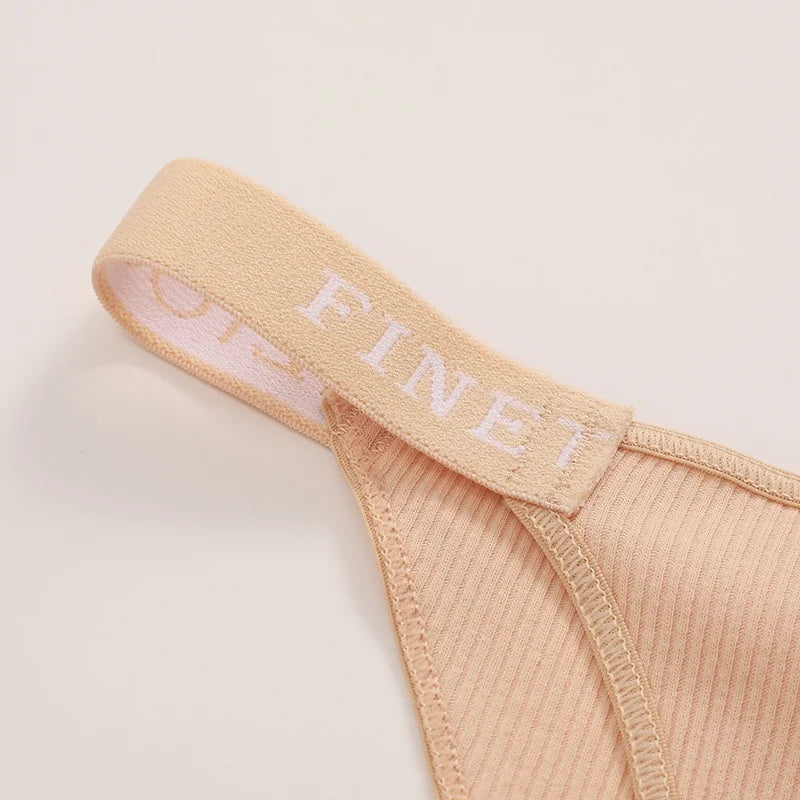 Women's Cotton Panties Sexy Underpants Low Waist Female 4PCS Briefs Finetoo Letters Thong Solid Color Intimate Lingerie M-XL