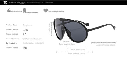 Trend Oversized Pilot Sunglasses Women Luxury Brand Designer Big Frame Cycling Sun Glasses Men Punk One Piece Len Black Yellow