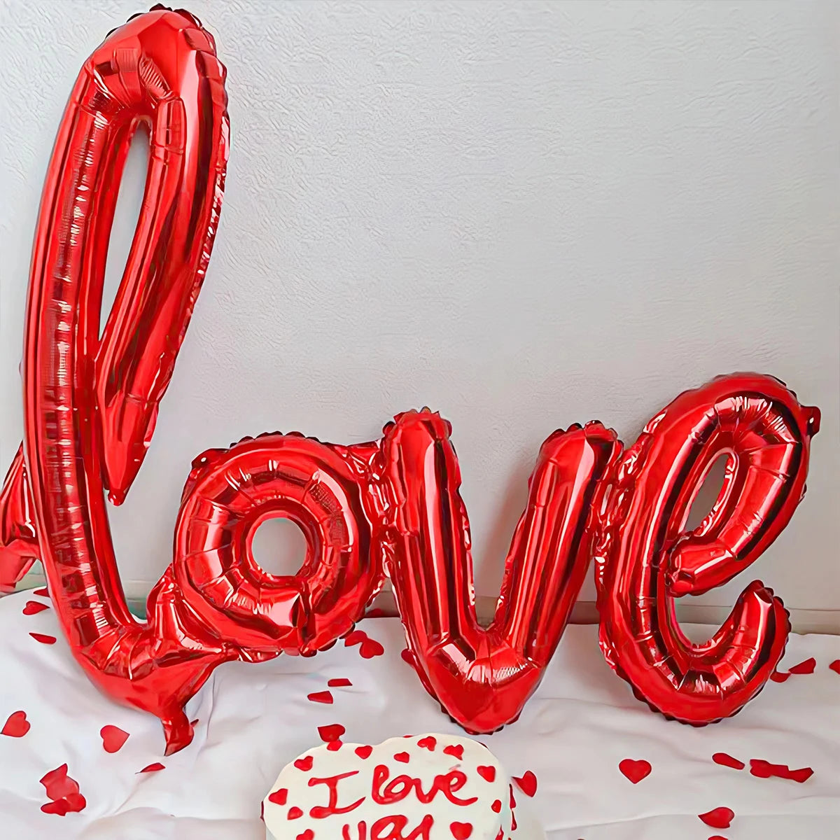 407pcs red "love" letter balloon set, 18-inch heart-shaped balloon rose petals Valentine's Day party, anniversary decoration