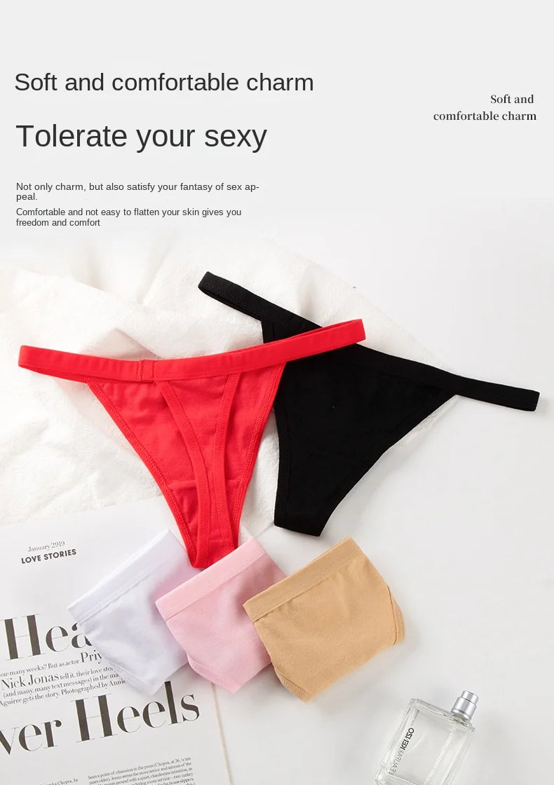 4PCS Sexy WOMEN'S Cotton Thong Underwear for Europe and the United States 22 to 34 Inch Waist Women
