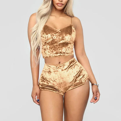 Women Sexy Nightwear Lingerie Sleepwear Underwear Crop Tops Shorts Pajamas Set