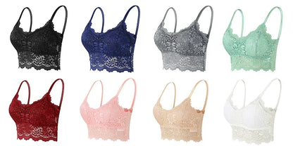 New Women Lace Bras Top Comfortable Bralette Solid Color Sexy Underwear Vest Female Hollow Out Wireless Lingerie Seamless Bra