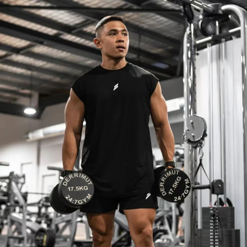 Camiseta deportiva sin mangas para hombre, chaleco de secado rápido, transpirable, holgado, para entrenamiento, Verano