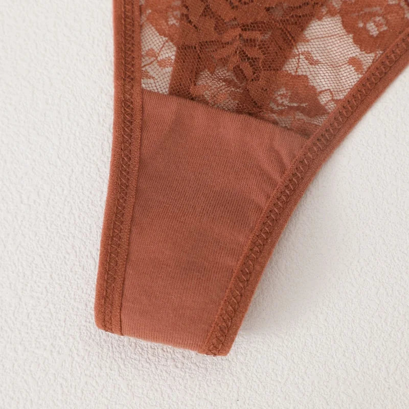 Women's Underwear Lace Panties Floral Lingerie Woman Panties Sexy Thong G-String Female Pantys Perspective Intimates Ne 4PCS