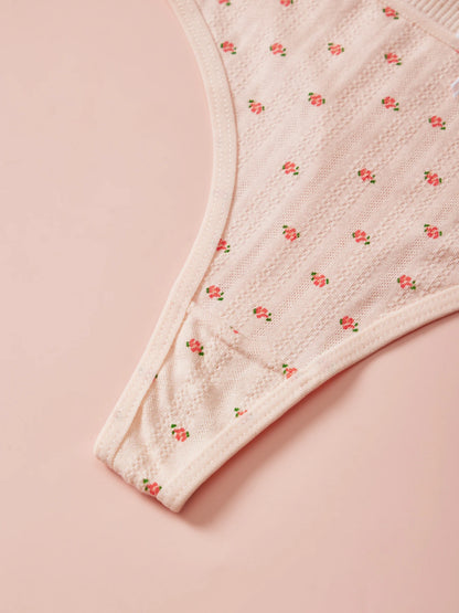 Sexy Women's Cotton Thong Panties 5pcs Low Rise Soft Comfortable Underwear Breathable Ladies Panties Bowknot for Everyday Wear