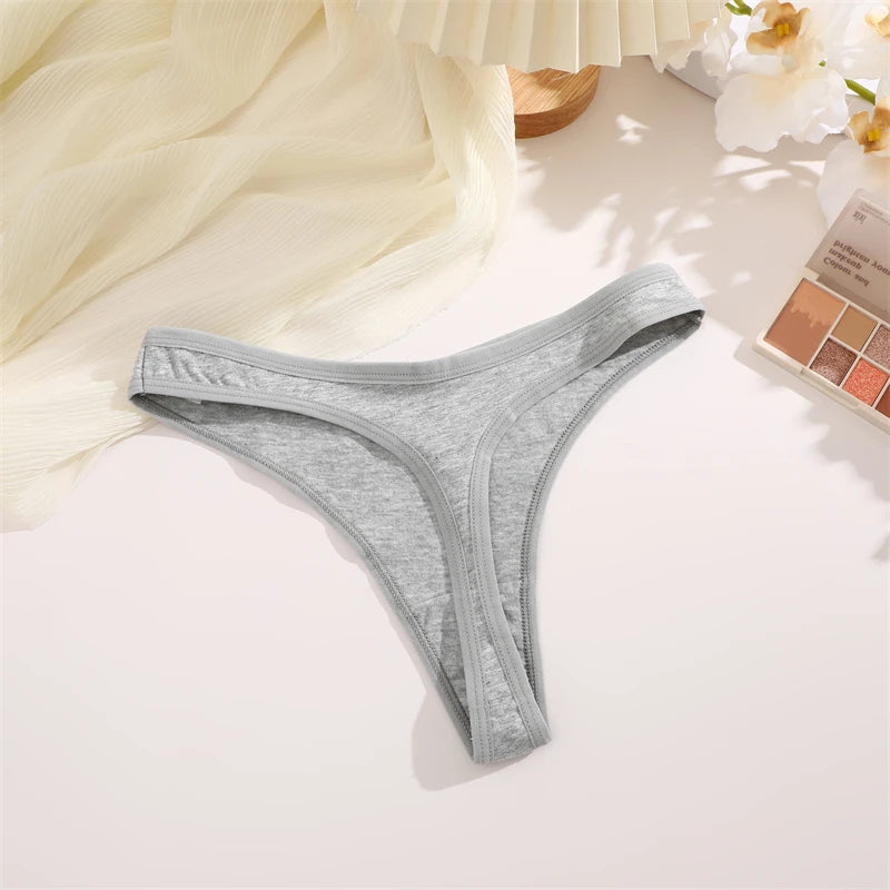 Women Cotton Thongs Female Sexy Low Waist Panties G-String Underwear Thongs Striped Panties Female Underwear T-Back Intimat 4PCS
