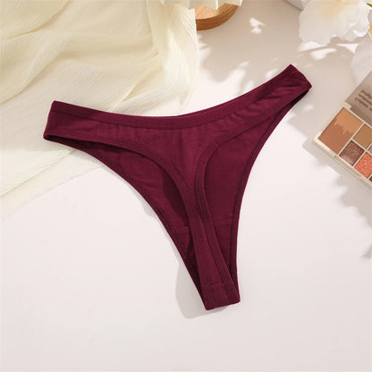 Women Cotton Thongs Female Sexy Low Waist Panties G-String Underwear Thongs Striped Panties Female Underwear T-Back Intimat 4PCS