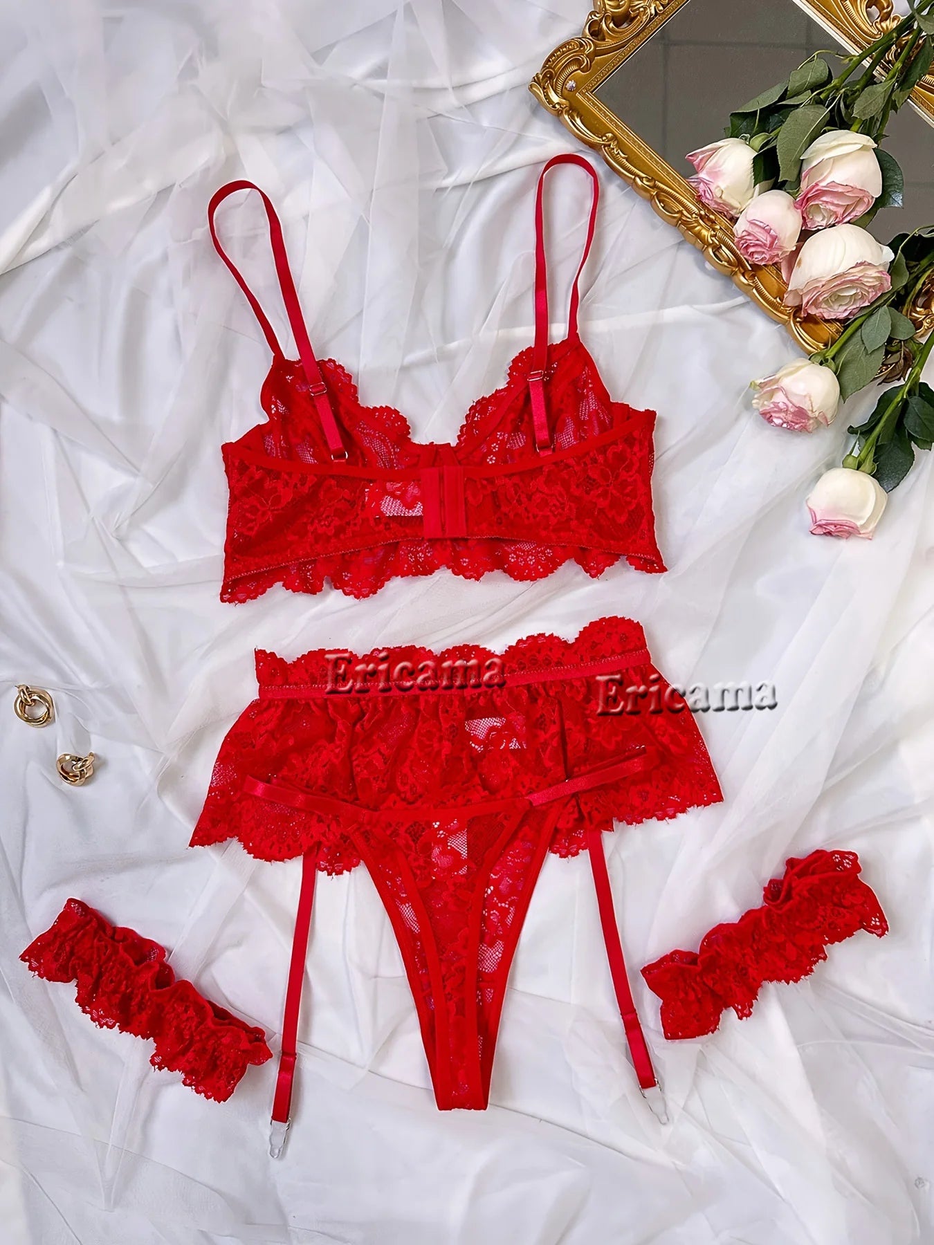 Lingerie Set Transparent Bra Set Hot Erotic Sexy Costumes Solid Color Underwear Seamless Bra Thong Garters Sexy Lingerie Sets