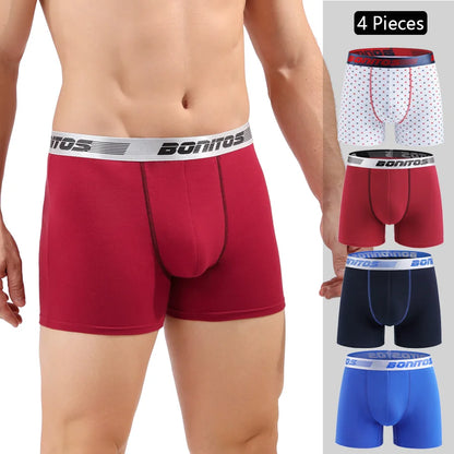 Boxer Shorts Men's Panties Homme Underpants Boxershorts Underwear for Man Cotton Male Couple Sexy Set Calecon Lot Soft Box 4pcs