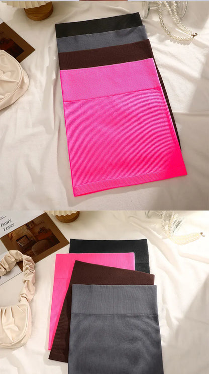 1Pcs Spring Summer New High Waist Elastic Business Women's Mini Skirt Black Slimming Knitted Half Body Skirt Professional Work