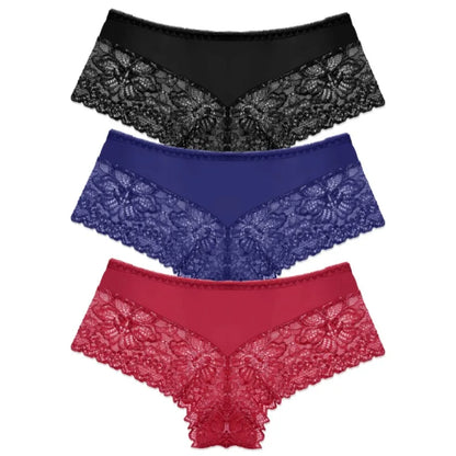 WarmSteps 3Pcs/Set Sexy Lace Panties Women Underwear Flroal Rmantic Women's Pantys Female Lingerie G Strings Thongs Briefs Tanga