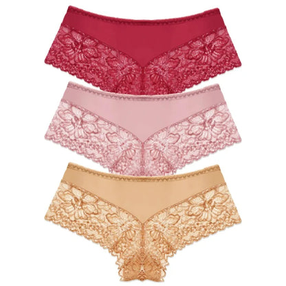 WarmSteps 3Pcs/Set Sexy Lace Panties Women Underwear Flroal Rmantic Women's Pantys Female Lingerie G Strings Thongs Briefs Tanga
