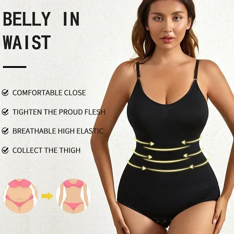 Solid Seamless Brief Shaping Shapewear Bodysuit, Tummy Control Butt Lifting Slimmer Body Shaper, Women's Underwear