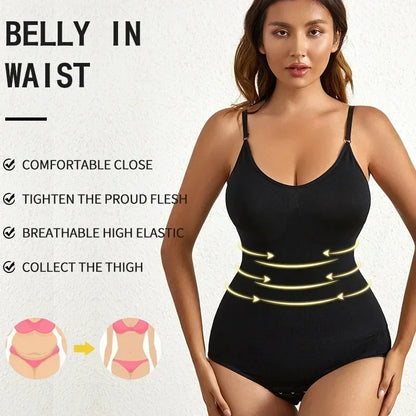 Solid Seamless Brief Shaping Shapewear Bodysuit, Tummy Control Butt Lifting Slimmer Body Shaper, Women's Underwear