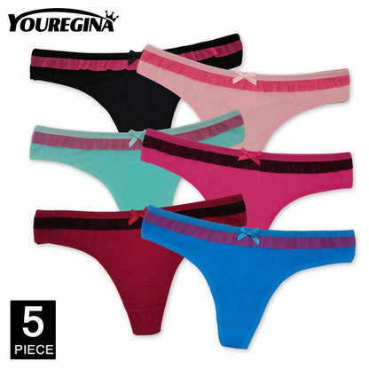 Sexy Women's Thong Cotton G Strings Panties for Ladies Dot Star Printed Tanga Girls Underwear Intimate Underpants 5 pcs/lot