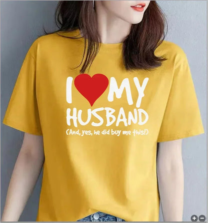 I Love My Husband Boyfriend WOMENS T-SHIRT Tee Birthday Girlfriend Wife Partner Funny Kawaii Clothes Oversized T Shirt Tops Tee
